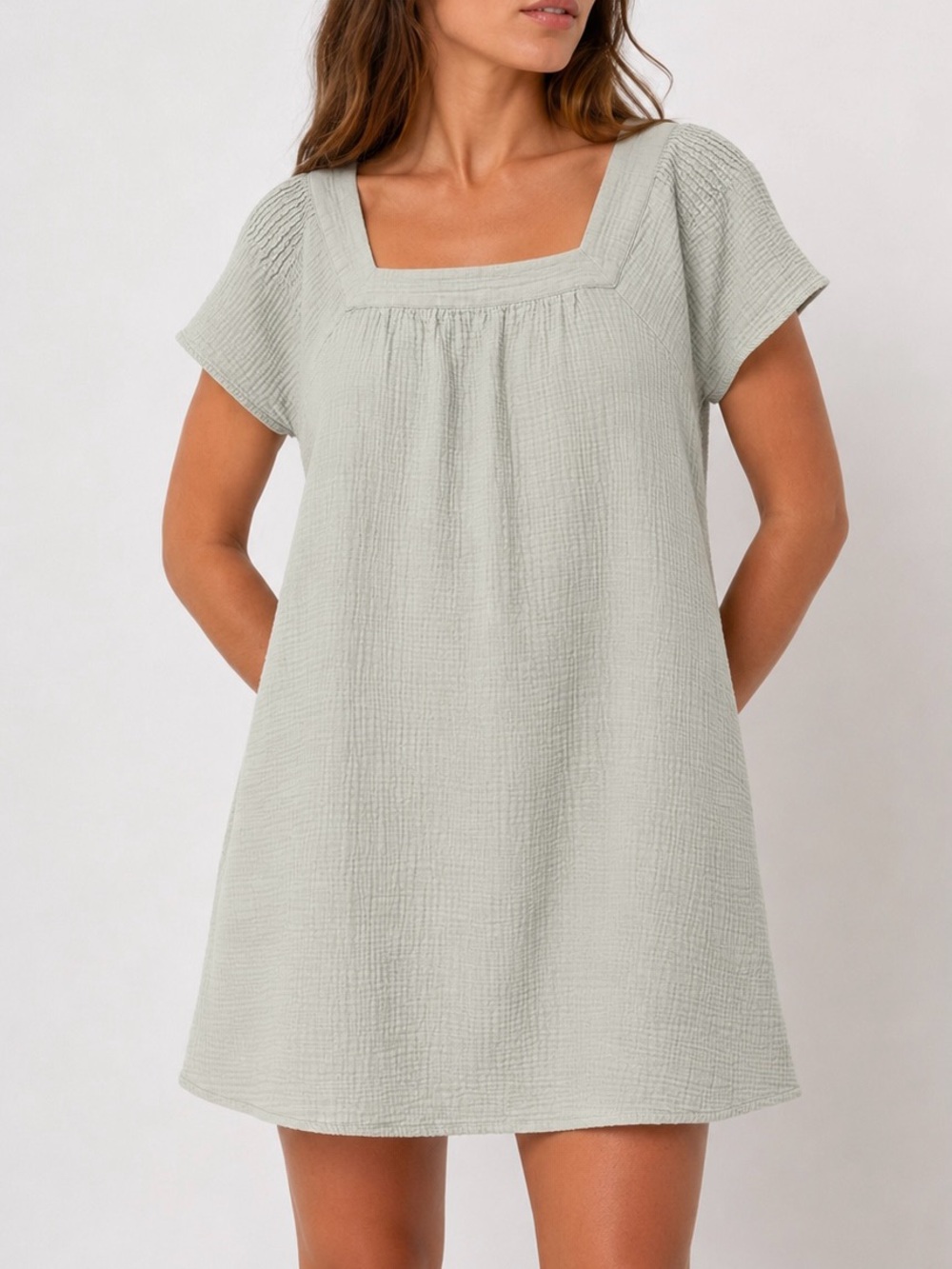 Madewell Lightspun Butterfly Dress XL Sage Green Cotton Gauze Boho Coastal